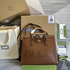 구찌 GUCCI 다이애나 뱀부 미디엄 토트백