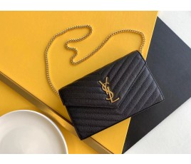 세인트로랑 YSL 로고 모노그램 체인 숄더백 블랙 (금장)